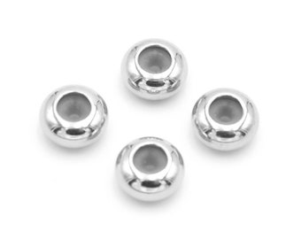 0.80 EUR/pc. Stopper beads made of 304 stainless steel with silicone in platinum color 7 mm 4 pieces