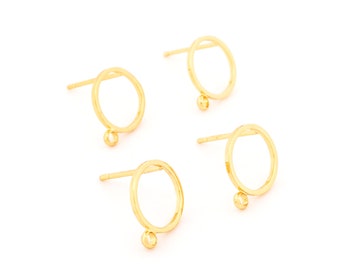 1,67 EUR/Stk. Vintageparts DIY Ohrstecker 10mm mit Aufhängung 18 k Echtgold beschichtet 4 Stück