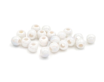 EUR 0.13/pc. Handmade porcelain beads in white glaze 6 x 5 mm 20 pieces