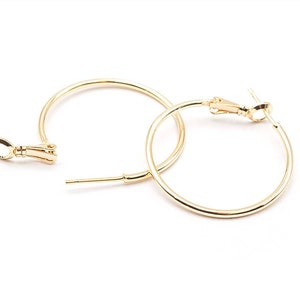 2.41 EUR/pc. Vintageparts DIY hoop earrings coated with 18k gold 30 mm 2 pieces