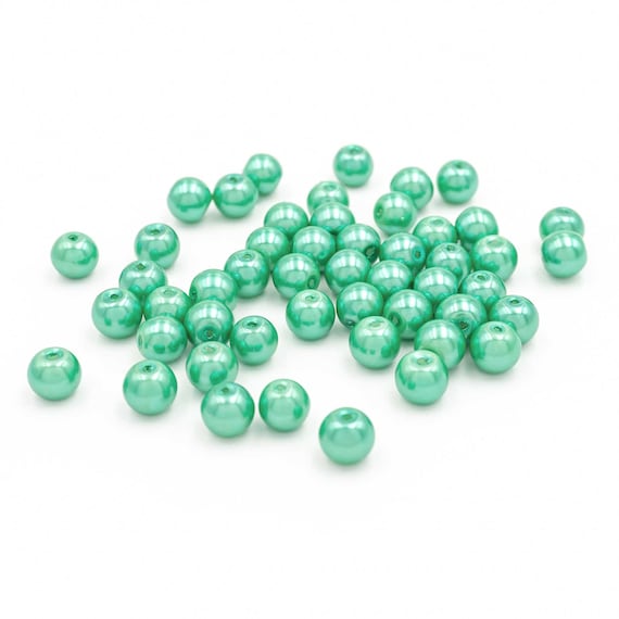 0.05 EUR/個 ガラスワックスビーズ（海緑色）8 mm 50個 - Etsy 日本