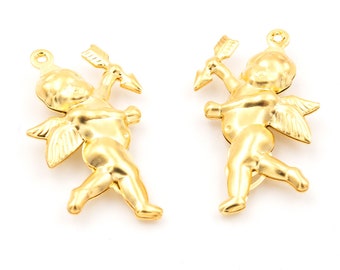 1.85 EUR/piece. Pendant Cupid angel made of 304 stainless steel in gold color 2 pieces