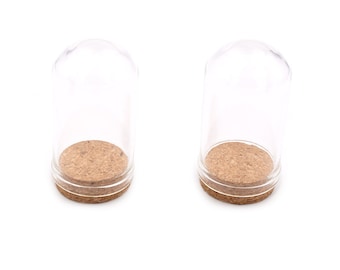 Glass bell jars to fill with cork stopper 2 pieces (1,40 EUR/piece)