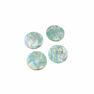 0,70 EUR/st. Vintageparts DIY Capiz snäckskalskivor i sjögrönt med holografisk effekt, 25 mm, 4 stycken