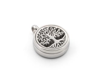 Aromatherapy Tree of Life Jewelry – Stainless Steel Medallion 12 mm incl. Felt Pads