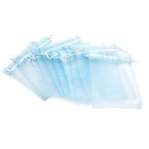 0,29 EUR/Stk. Organzasäckchen in Hellblau 10 x 12 cm 10 Stück von Vintageparts zum Schmuck verschenken