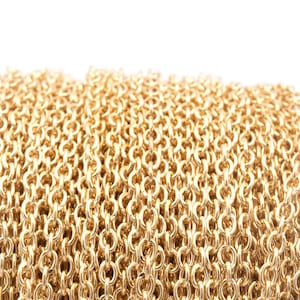 0.90 EUR/meter link chain 3 x 4 mm in light gold 2 m