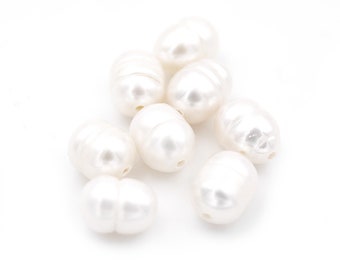 0,42 EUR/Stk. Barock Süßwasserperlen 6x8 mm – 8 Stück | Weiße Zuchtperlen in AA-Qualität für Schmuckherstellung & DIY Projekte