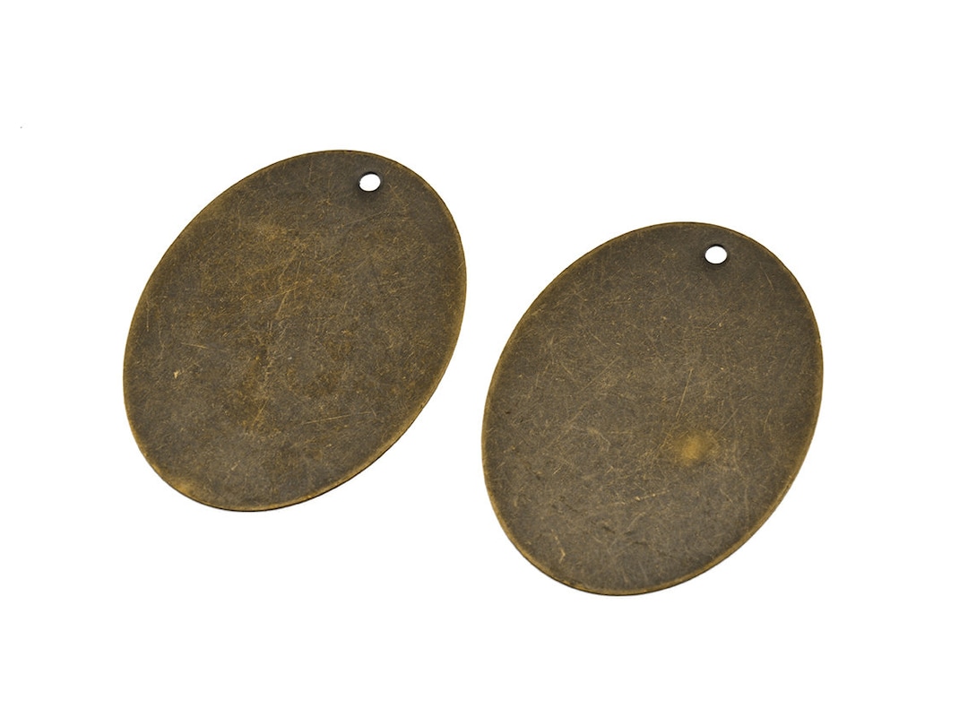 1.19 Eur/pc. 2 Large Oval Brass Plates in Antique Bronze Color Etsy