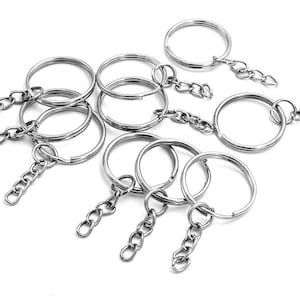 Schlüsselringe inklusive Kette in silberfarben platiniert 10er Set Vintageparts DIY