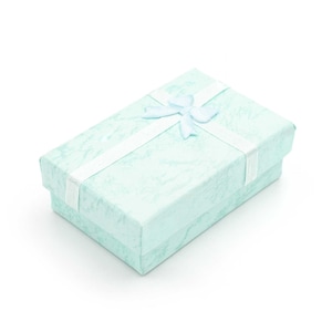 Gift box in aqua with bow 8x5 cm 1 piece Vintageparts DIY