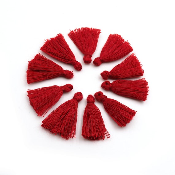 0,24 EUR/Stk. Vintageparts DIY große Quasten in rot 10 Stück