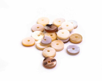 0.37 EUR/pc. Flat beads made of shell 5 mm 10 pieces from Vintageparts DIY jewelry