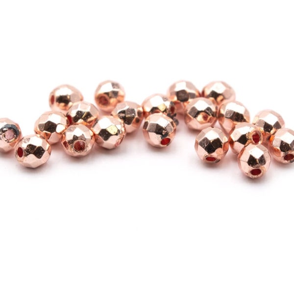 0.15 EUR/piece Vintageparts DIY spacer beads made of synthetic hematite in rose gold colour 3 mm 20 pieces