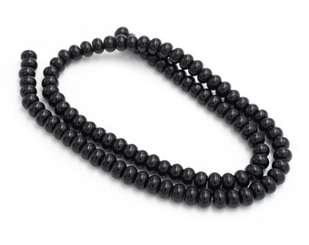 0,07 EUR/pièce. Perles sous forme de rondelles en onyx synthétique noir 6 x 4 mm 1 fil environ 95 pièces Vintageparts DIY