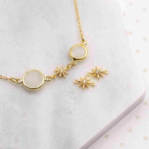 Star Connector Zirconia 18K Gold Plated, Brass Jewelry Link 12mm for Bracelets, 2 Pieces image 2
