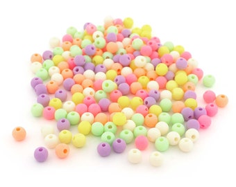 0,02 EUR/pièce. perles acryliques mates en mélange de couleurs néon 6 mm 200 pièces