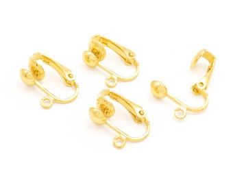 Ear clips with suspension in gold color 4 pieces