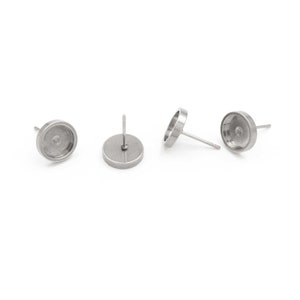 0.75 EUR/piece Vintageparts DIY ear studs made of 304 stainless steel, 8 mm, 4 pieces