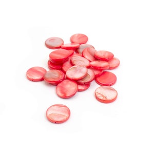 0.10 EUR/pc. Mother of pearl beads in coral 15 mm 24 pieces