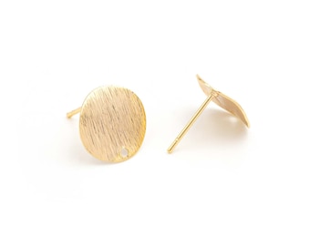 1,46 EUR/pc. Vintageparts DIY round stud earrings with delicate textured surface and 18k gold plating 2 pieces