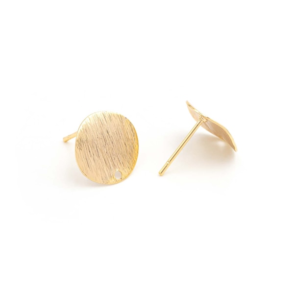 1,46 EUR/pc. Vintageparts DIY round stud earrings with delicate textured surface and 18k gold plating 2 pieces