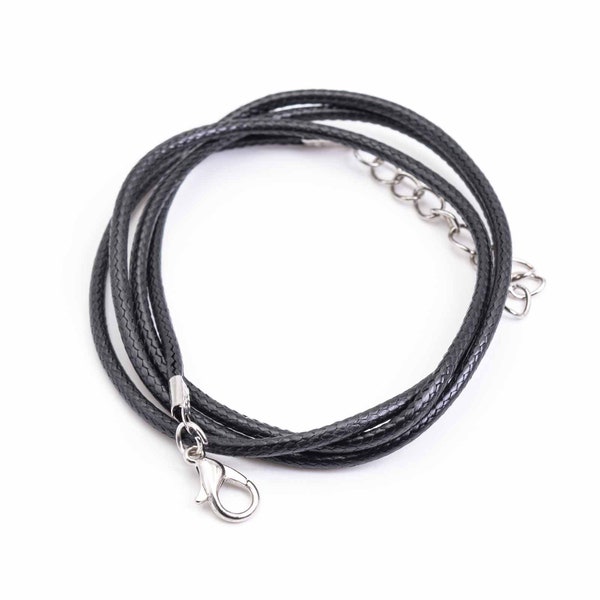 0.60 EUR/pc. Necklace made of waxed cord in black with lobster clasp 61 cm 5 pieces