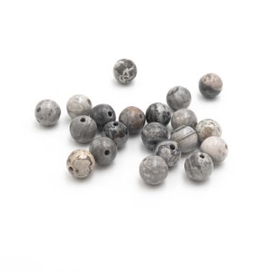 natural jasper beads in gray 7mm 20 pieces Vintageparts DIY (0,17 EUR/pc.)