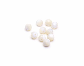 0.46 EUR/pc. faceted shell beads in white 6 mm 10 pieces from Vintageparts DIY jewelry
