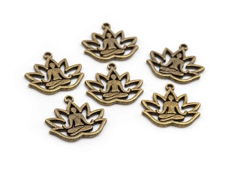 0,37 EUR/pc. Pendant yoga in antique bronze color 6 pieces