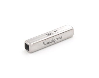パーソナライズされたステンレススチールチューブビーズ – 20 x 4 mm – プラチナカラー – 1個 – 彫刻付き – ネックレスとブレスレット用のDIYジュエリービーズ