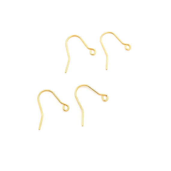 0,77 EUR/Stk. Ohrhaken aus Messing 18k Gold beschichtet 4 Stück