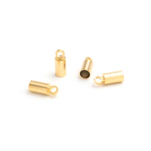 24k gold plated brass end caps for 3mm leather or cord 4 pieces