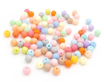 Matte acrylic beads in color mix pastel shades 8 mm 100 pieces Vintageparts DIY (0,03 EUR/pc.)