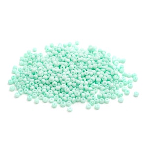 frosted Rocailles beads opaque in mint 3mm 10 grams image 1