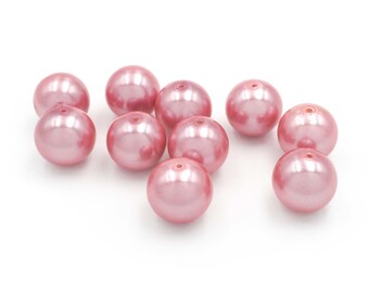 0.34 EUR/piece Glass wax beads in pink 14 mm 10 pieces