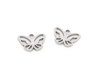 Butterfly pendant made of 316 stainless steel, 9 x 12 mm, 2 pieces