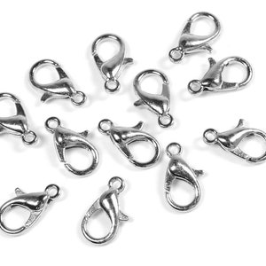 0.22 EUR/piece 12 silver-colored platinum-plated snap hooks, 12 mm