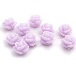 0.23 EUR/piece Resin beads as roses in lavender as cabochon 10 pieces