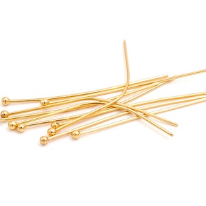 0.28 EUR/piece Ball head pins made of stainless steel in gold colour 40 mm 10 pieces image 1