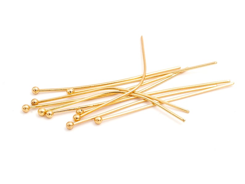 0.28 EUR/piece Ball head pins made of stainless steel in gold colour 40 mm 10 pieces image 1