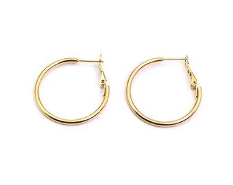 1,85 EUR/Stk. goldfarbene Creolen aus 304 Edelstahl 30 mm 2 Stück von Vintageparts zum Schmuck selber machen