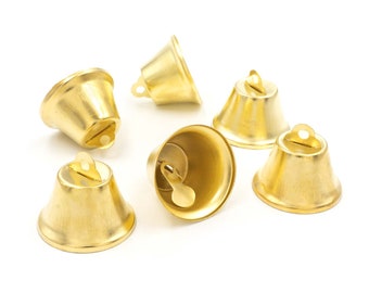 Bells in gold color 25mm 6 pieces (0,58 EUR/pc.)