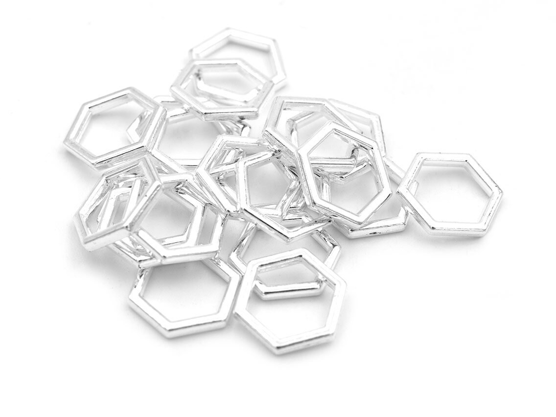 0.13 EUR/piece Connectors as small honeycomb in silver, 20 pieces