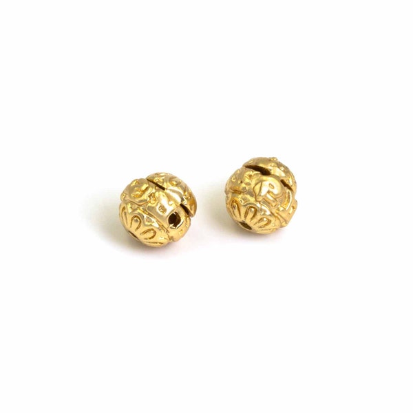 Vintageparts DIY brass guru bead with 14k gold plating 8mm 2 pieces (2,87 EUR/pc.)