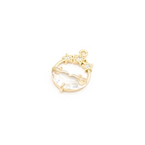 gold pendant with clear gemstone and cubic zirconia stones 1 piece