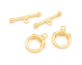 2,89 EUR/Stk. Knebelverschluss mit 18k Goldbeschichtung 2er Set Vintageparts DIY