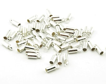 20 end caps for 2.4 mm ribbons in silver personalized jewelry vintageparts DIY