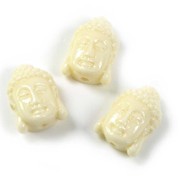 1,15 EUR/Stk. Perle als Kopf des Buddha aus synthetischer Koralle in weiß 2 Stück