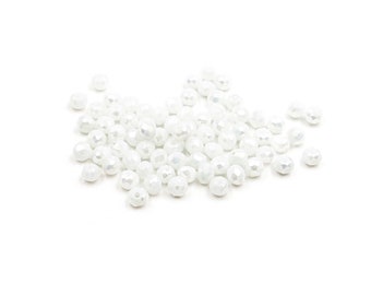 0.05 EUR/piece Glass beads in white 4 x 3 mm 50 pieces